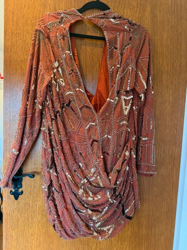 ASOS Asps draped low backed embellished dress size 14