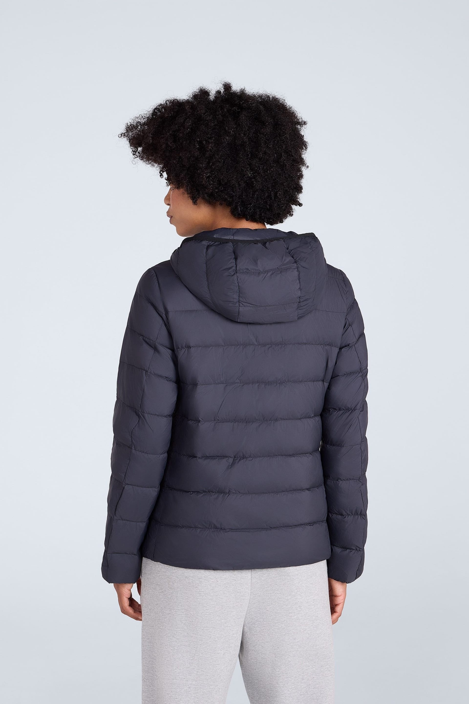 Animal Animal Women's Lightweight Water Resistant Packable Warm Hooded Puffer Down Jacket in Black - 4