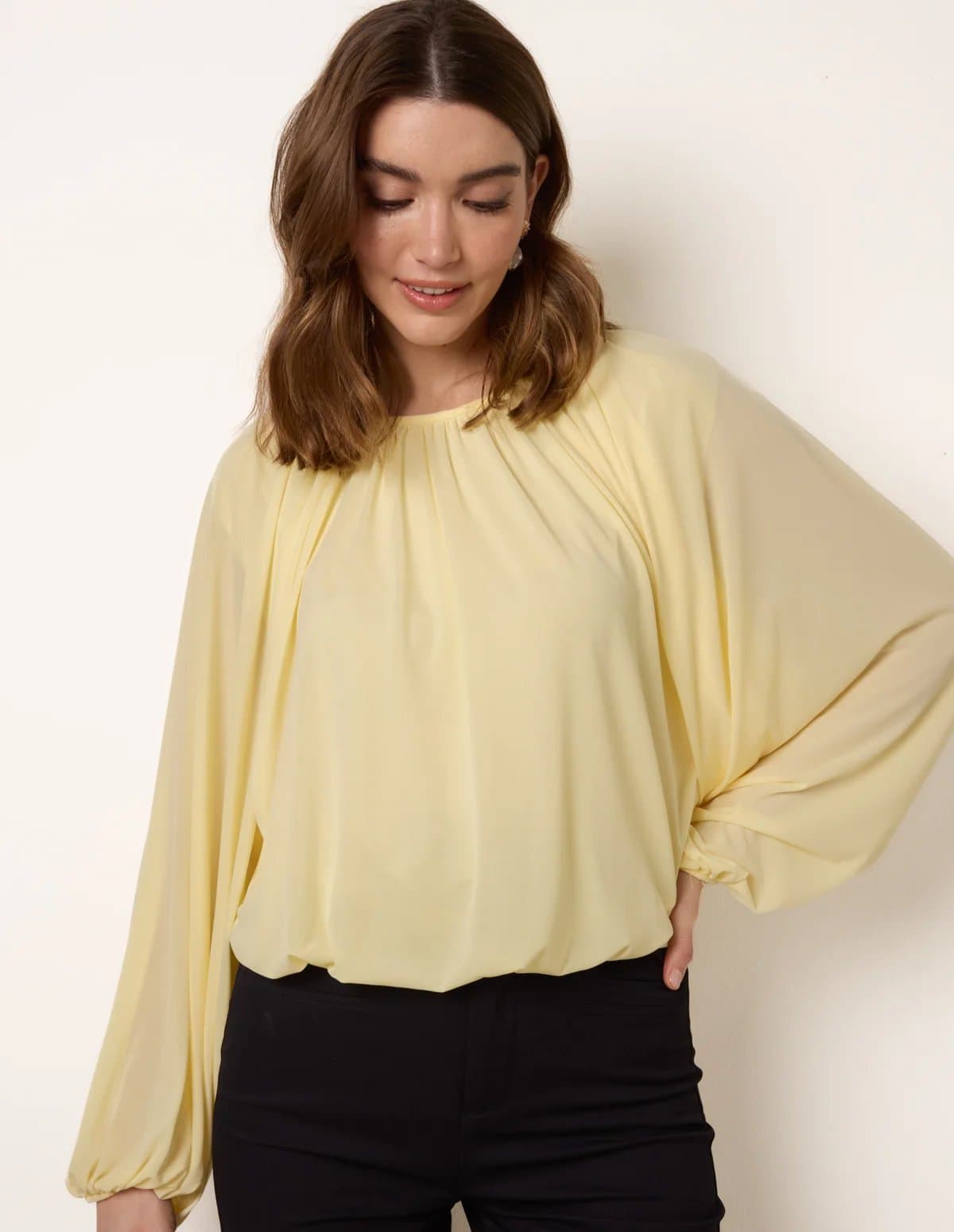 Blue Vanilla Batwing Puffball Blouse