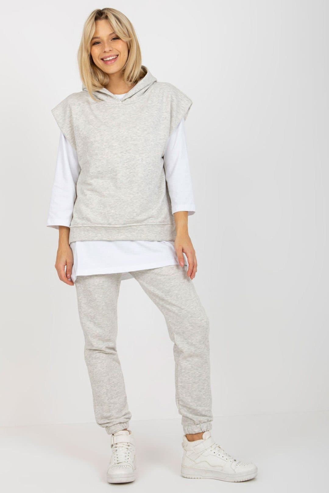 Love Lace Love Lace Women's 3 Piece Hooded Sweatshirt Set with Pants in Grey