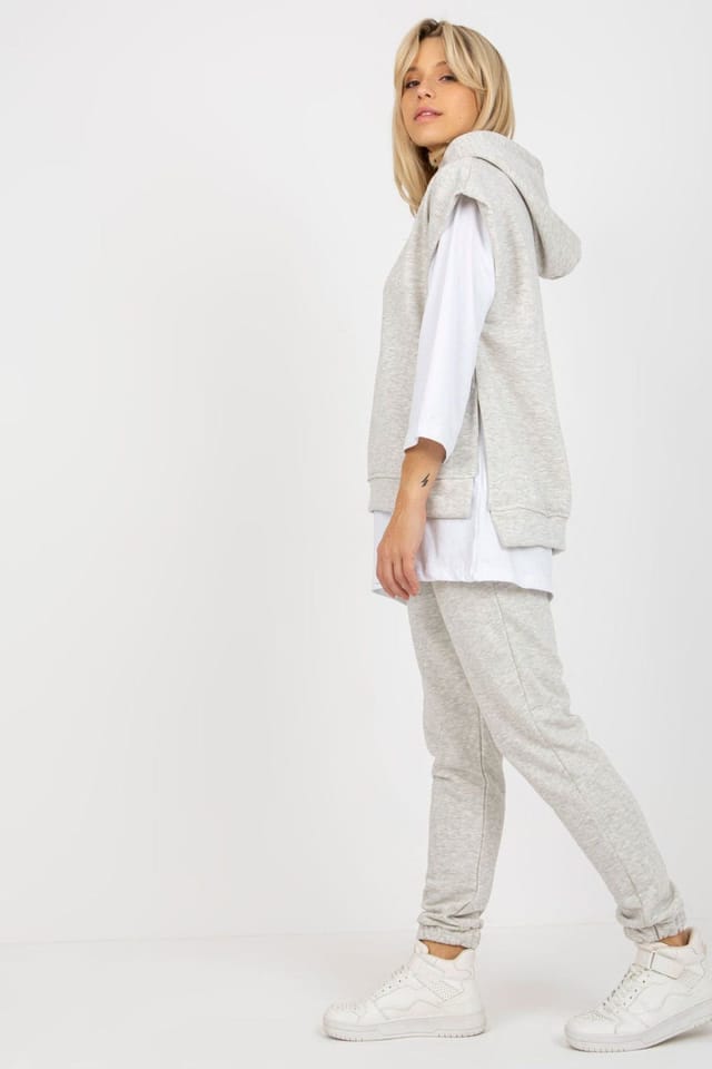 Love Lace Love Lace Women's 3 Piece Hooded Sweatshirt Set with Pants in Grey - 3