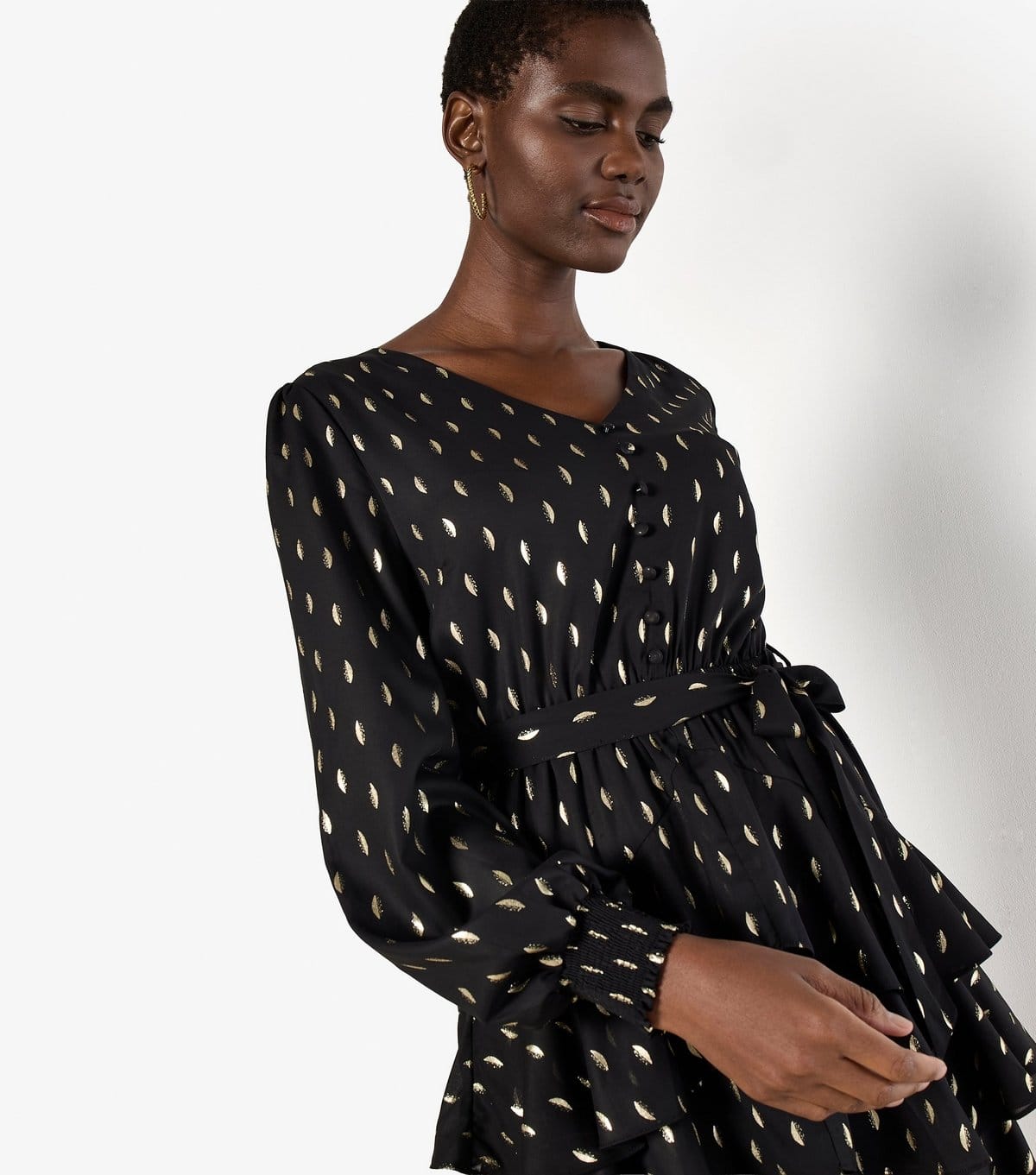 Apricot Women's Black Foil Spot Layered Long Sleeve Dress Apricot New Look - 4