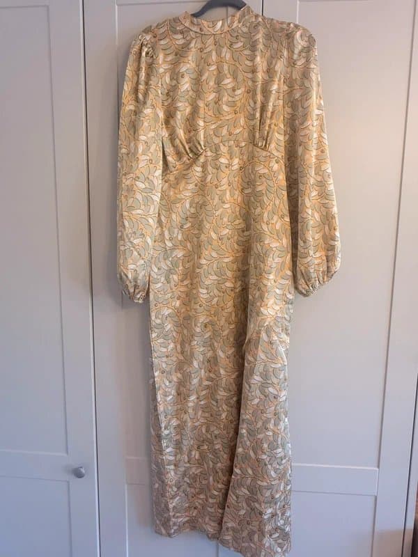 Never Fully Dressed Never Fully Dressed UK 12 Long Sleeved Yellow High Neck Maxi Wrap Dress