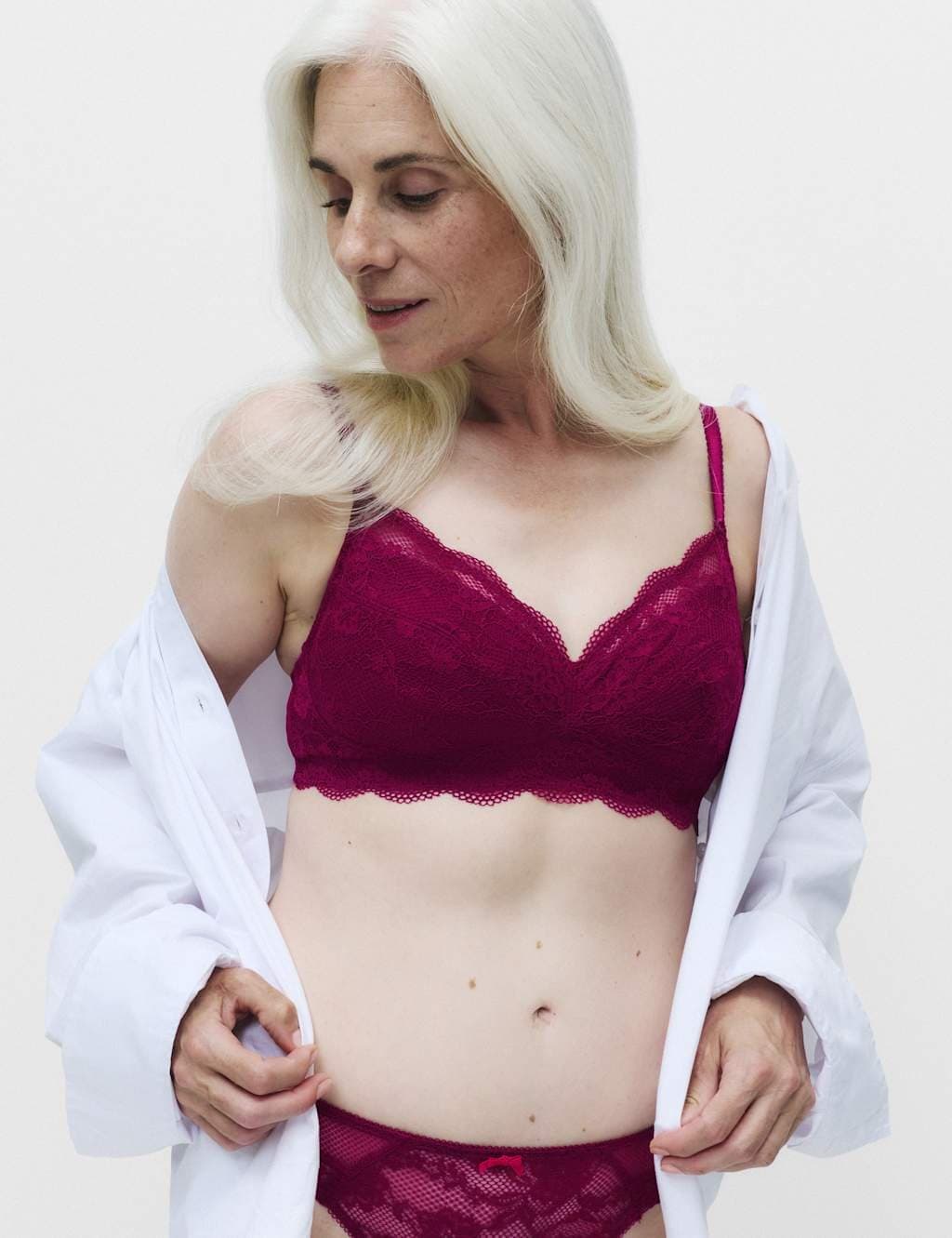 Marks & Spencer M&S Jasmine Lace Non Wired Post Surgery Bra A-E Dark Raspberry
