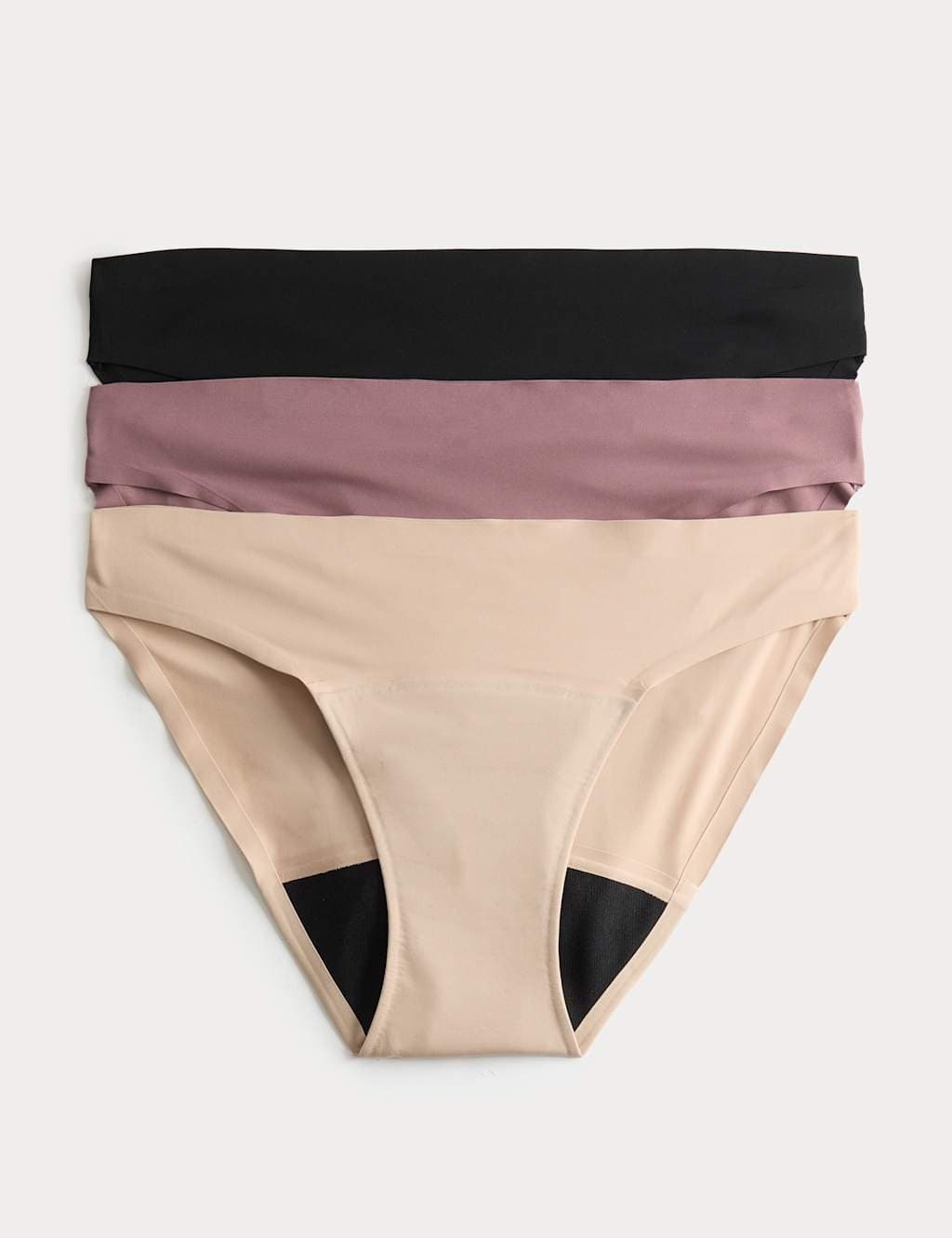 Marks & Spencer M&S 3 Pack No VPL Period Bikini Knickers Black Mix