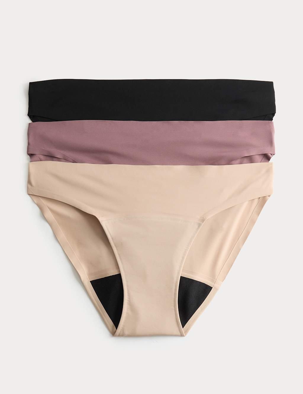 Marks & Spencer M&S 3 Pack No VPL Period Bikini Knickers Black Mix - 1