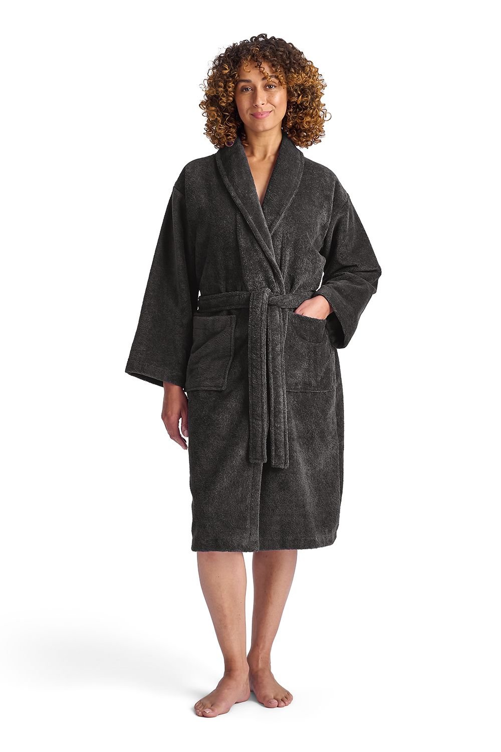 Christy CHRISTY Women's 'Supersoft Cosy' Microvelour Bath Robe in Charcoal - 2