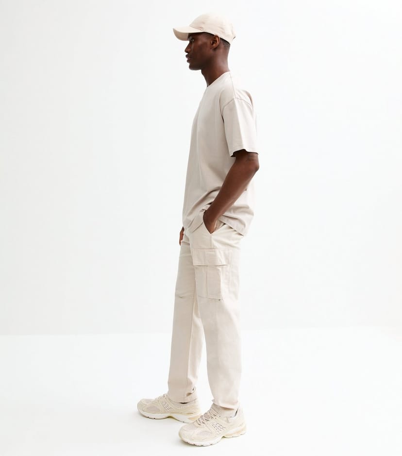 jack & jones Men's Cream Slim Fit Cargo Trousers Jack & Jones New Look - 1