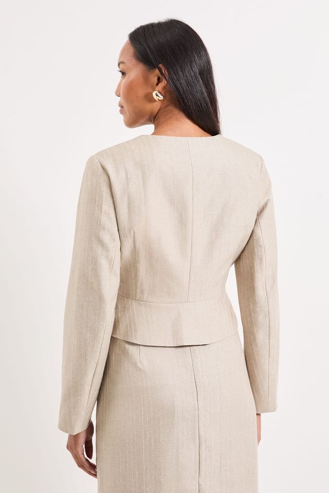 Principles Principles Women's Stripe Button Jacket Coord in Beige - 3