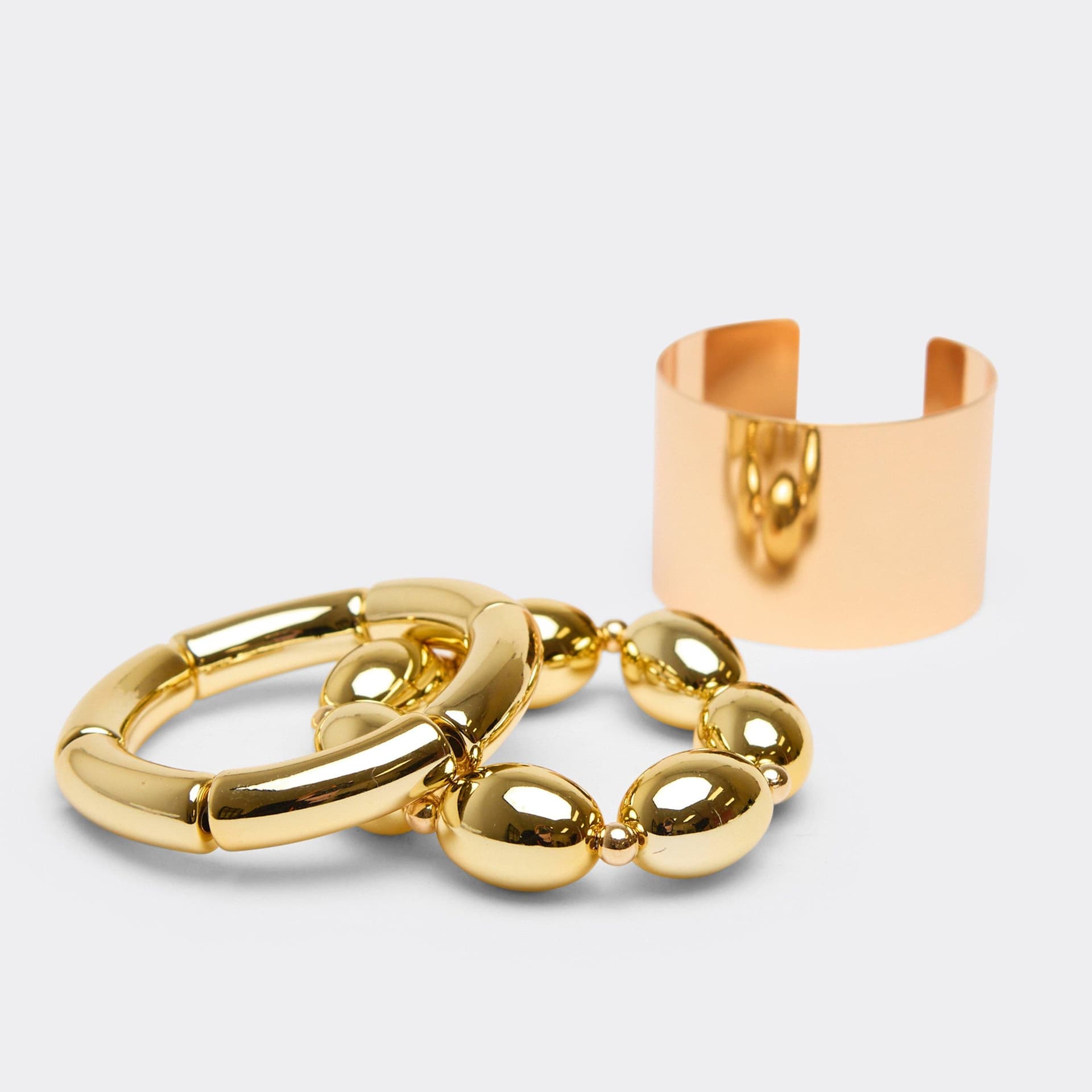 EGO Ball Detail Cuff Bangle Bracelet Multi Pack In Gold, Women's Size UK 0