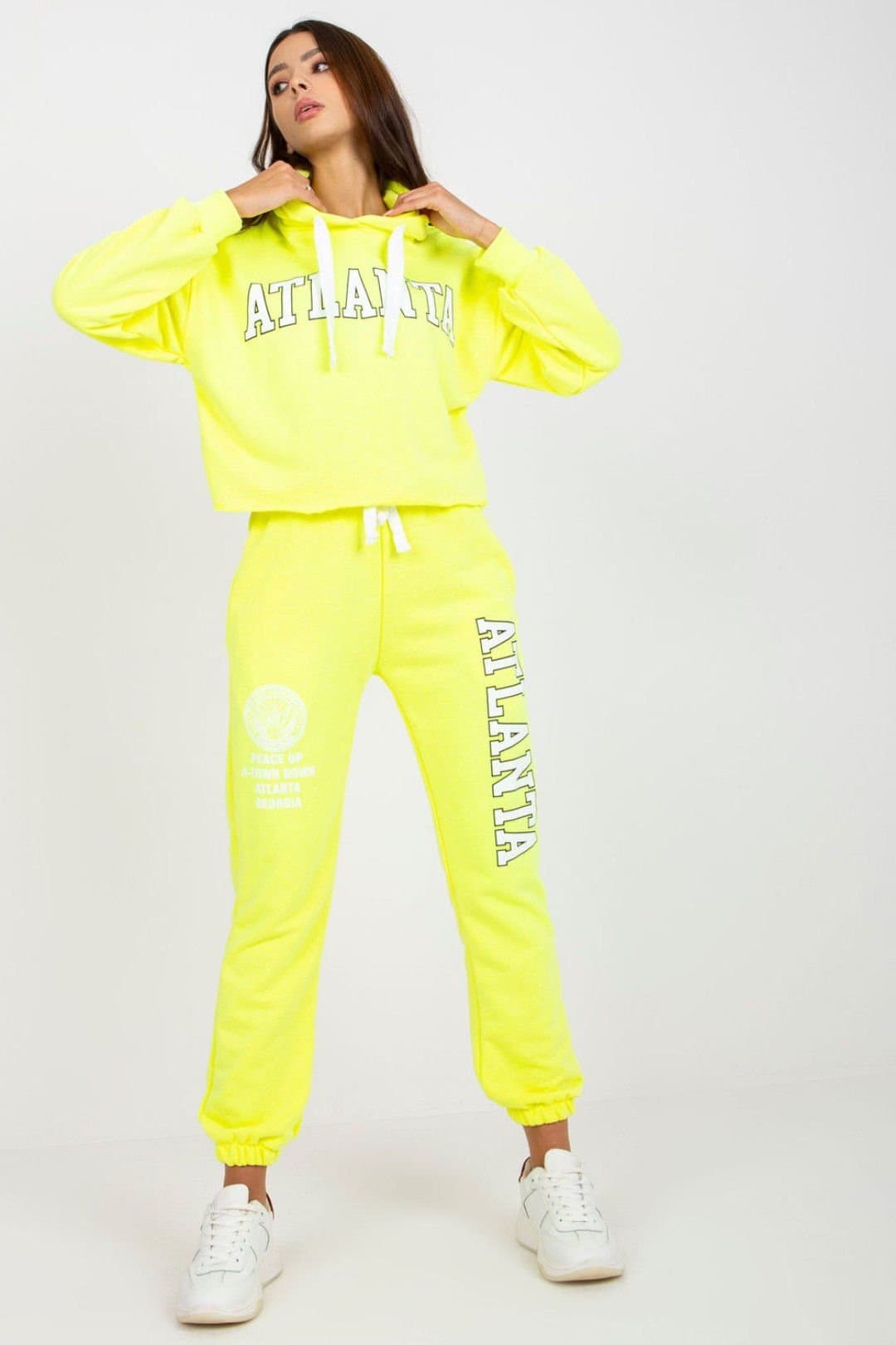 Love Lace Love Lace Women's Hooded Sweatshirt & High Waist Pants Set Style 170392 in Yellow