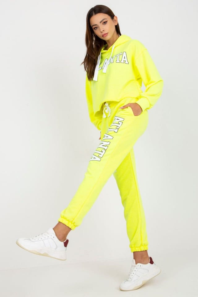 Love Lace Love Lace Women's Hooded Sweatshirt & High Waist Pants Set Style 170392 in Yellow - 3