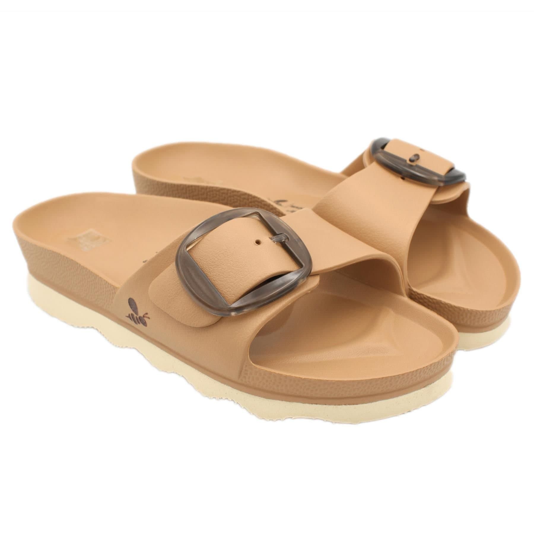 Avispas Avispas Women's Milano' TR Comfort Sole One-Strap Summer Slide Sandals in Tan