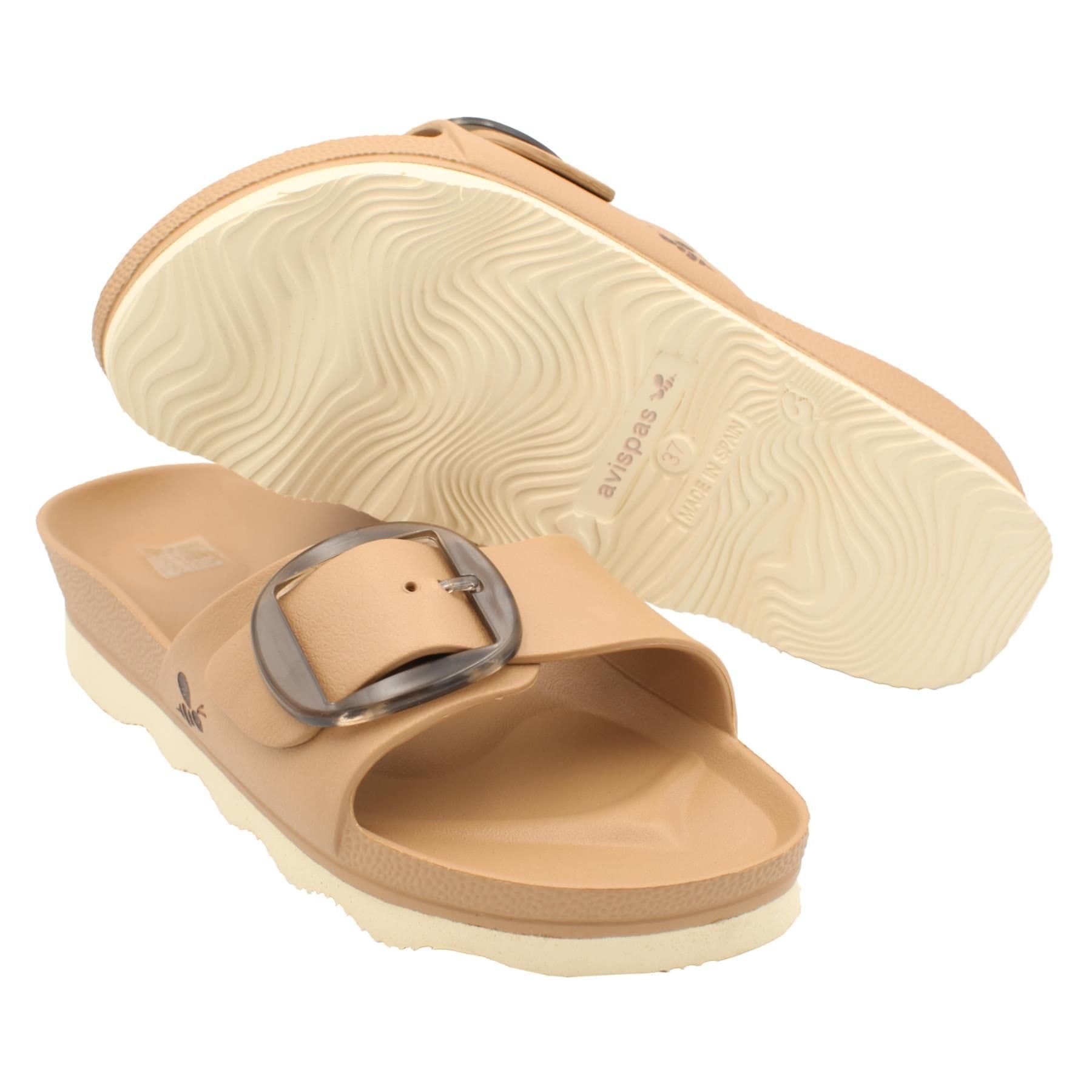 Avispas Avispas Women's Milano' TR Comfort Sole One-Strap Summer Slide Sandals in Tan - 4