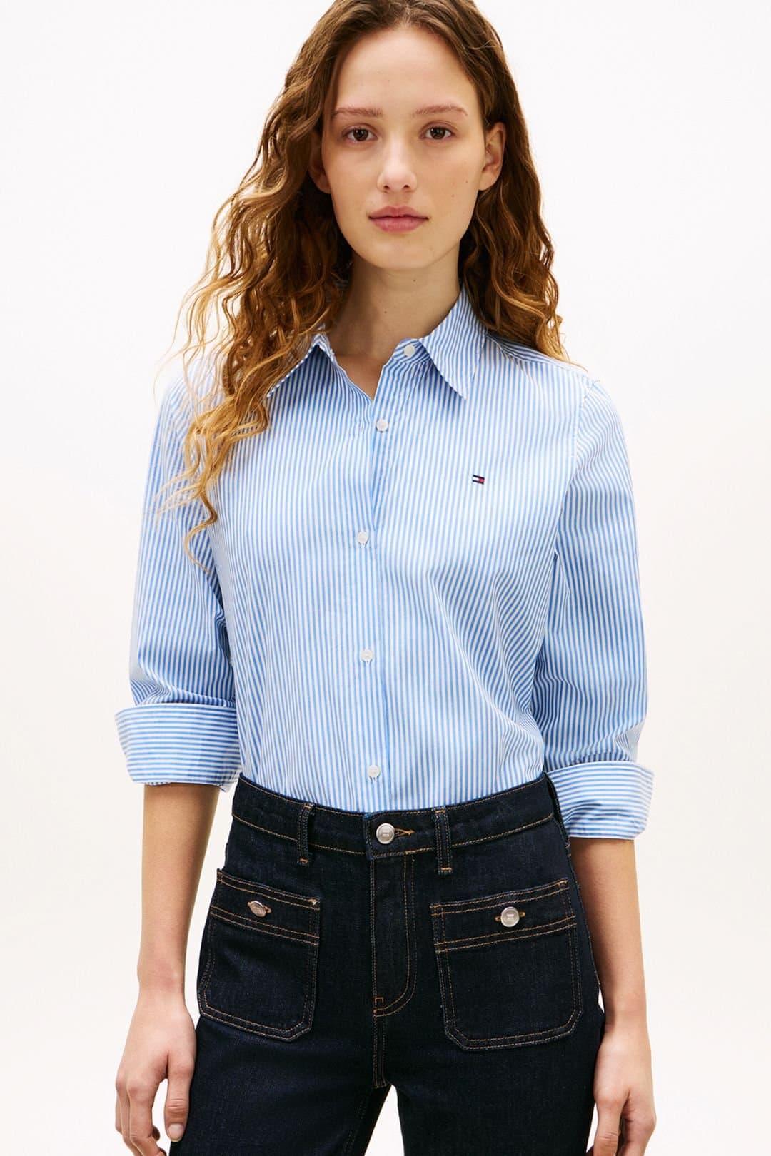 Tommy Hilfiger Tommy Hilfiger Women's Essential Poplin Regular Shirt Blue