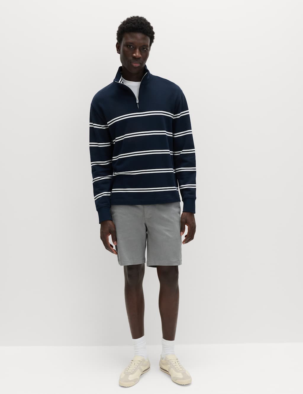 Marks & Spencer M&S 2 Pack Slim Fit Stretch Chino Shorts Ash Grey Mix - 4