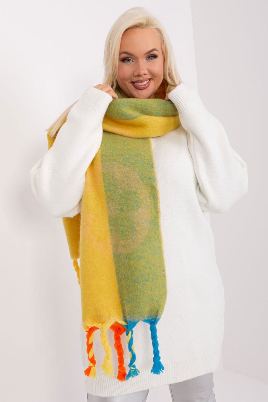 Love Lace Love Lace Women's Long Multicolor Striped Tassel Scarf Polyester Winter Wrap