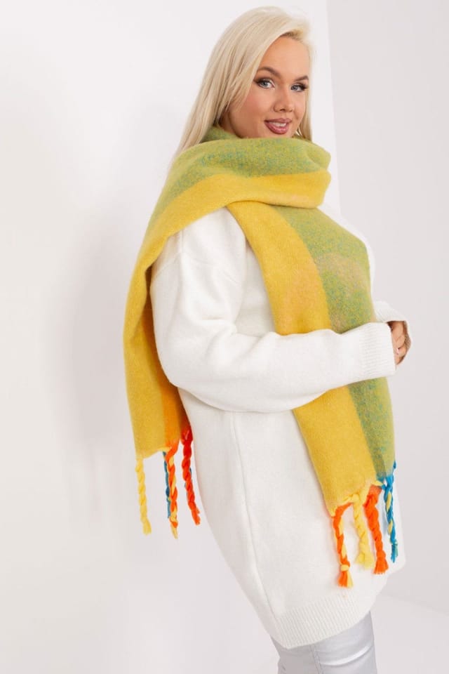 Love Lace Love Lace Women's Long Multicolor Striped Tassel Scarf Polyester Winter Wrap - 2