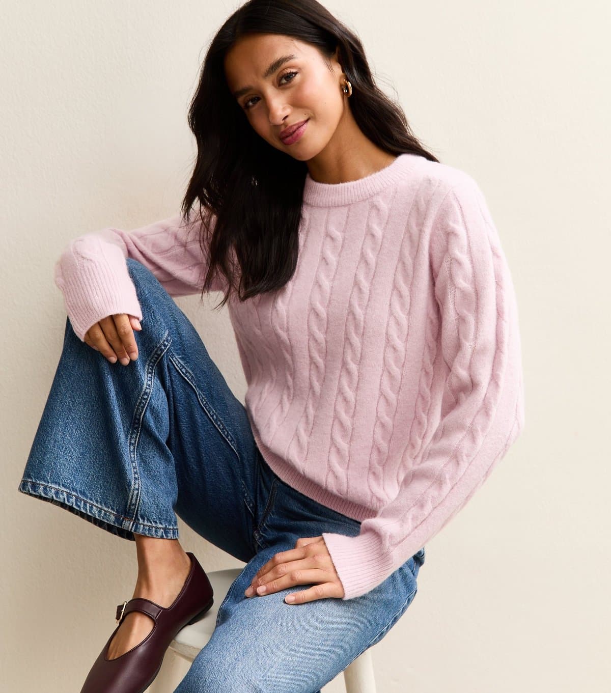 New Look Women's Petite Lilac Cable Knit Jumper New Look