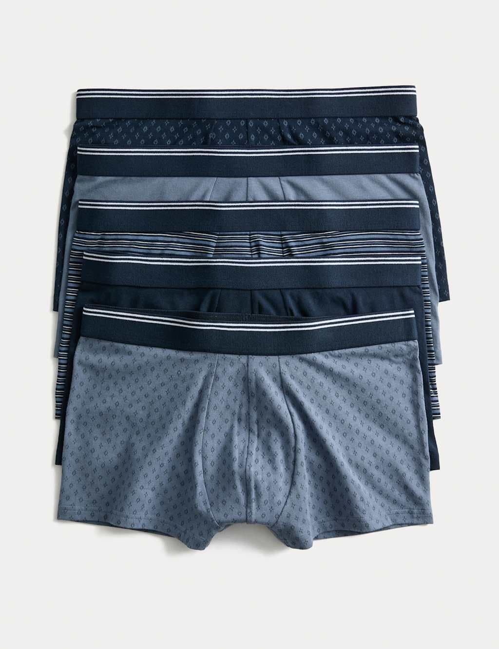 Marks & Spencer M&S 5 Pack Cotton Stretch Cool & Fresh™ Hipsters Blue Mix