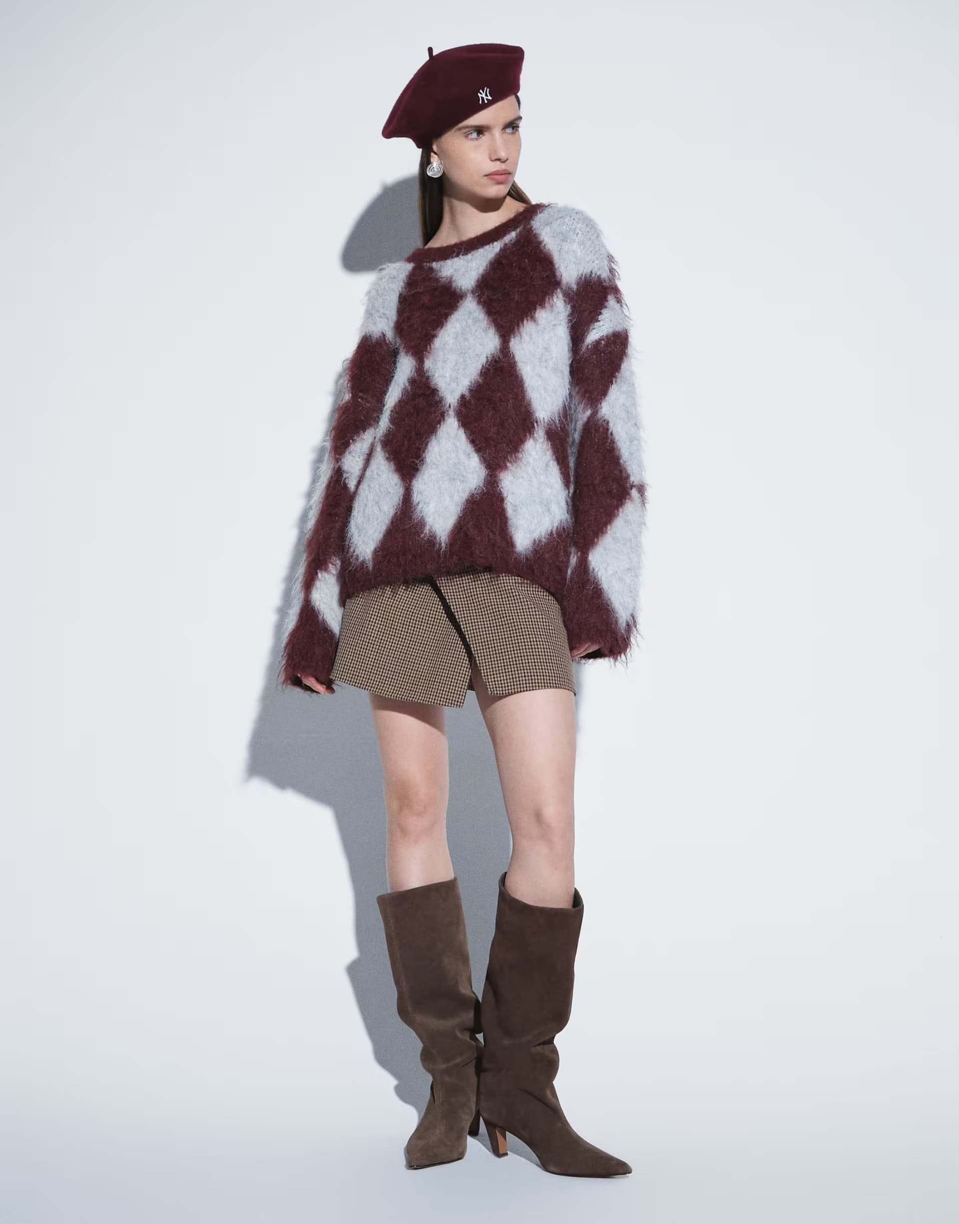 ASOS Mango buckle detail mini skirt in brown check