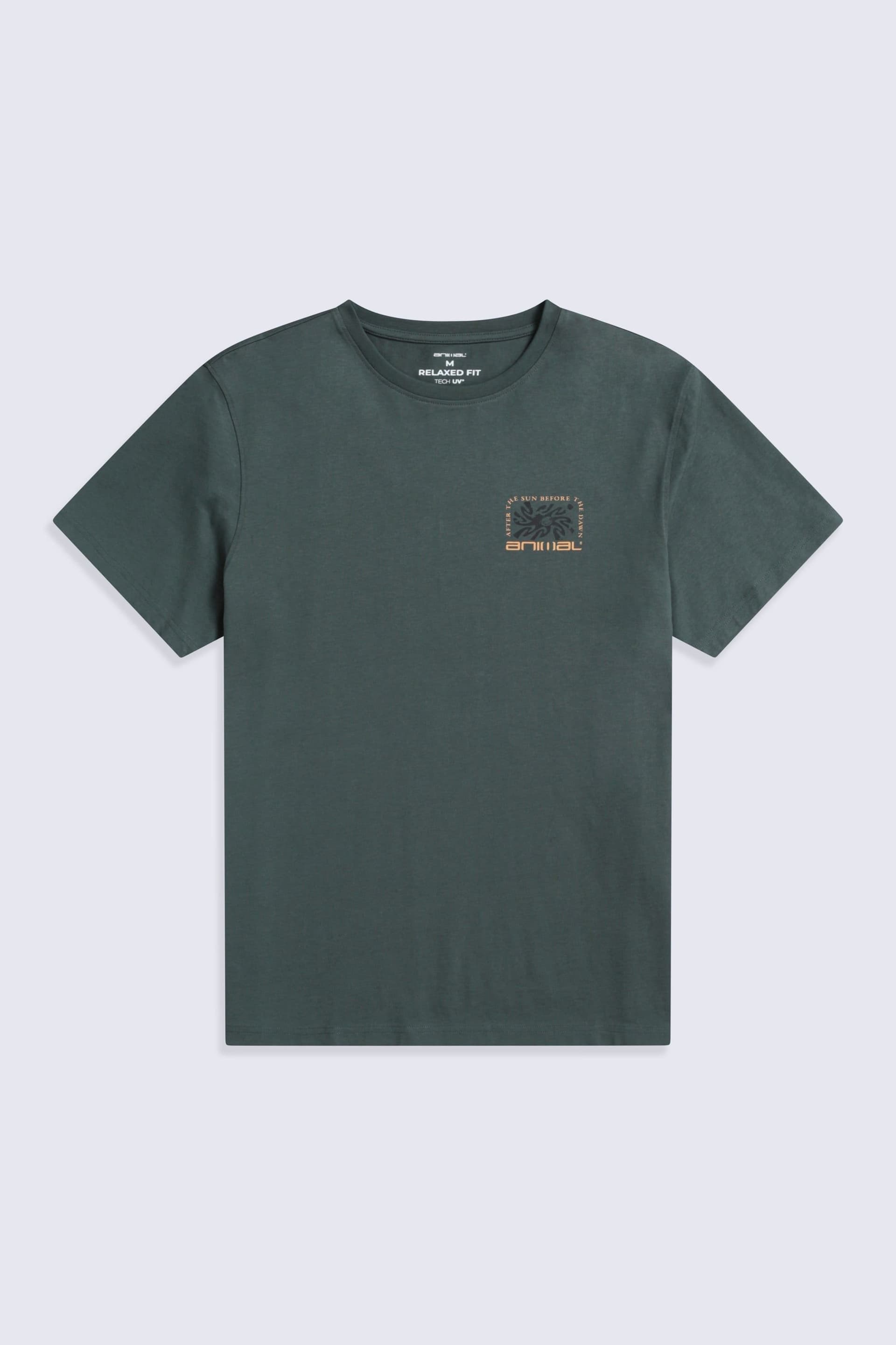 Animal Animal Men's 'Chase' Graphic Cotton Casual Short Sleeve Lightweight Top in Green