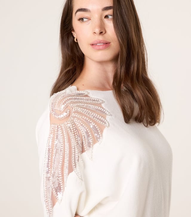 Blue Vanilla Women's White Embellished Shoulder Jumper Blue Vanilla New Look - 3