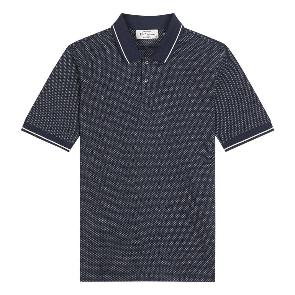 Ben Sherman Ben Sherman Men's Jacquard Polo Shirt in Dark Navy