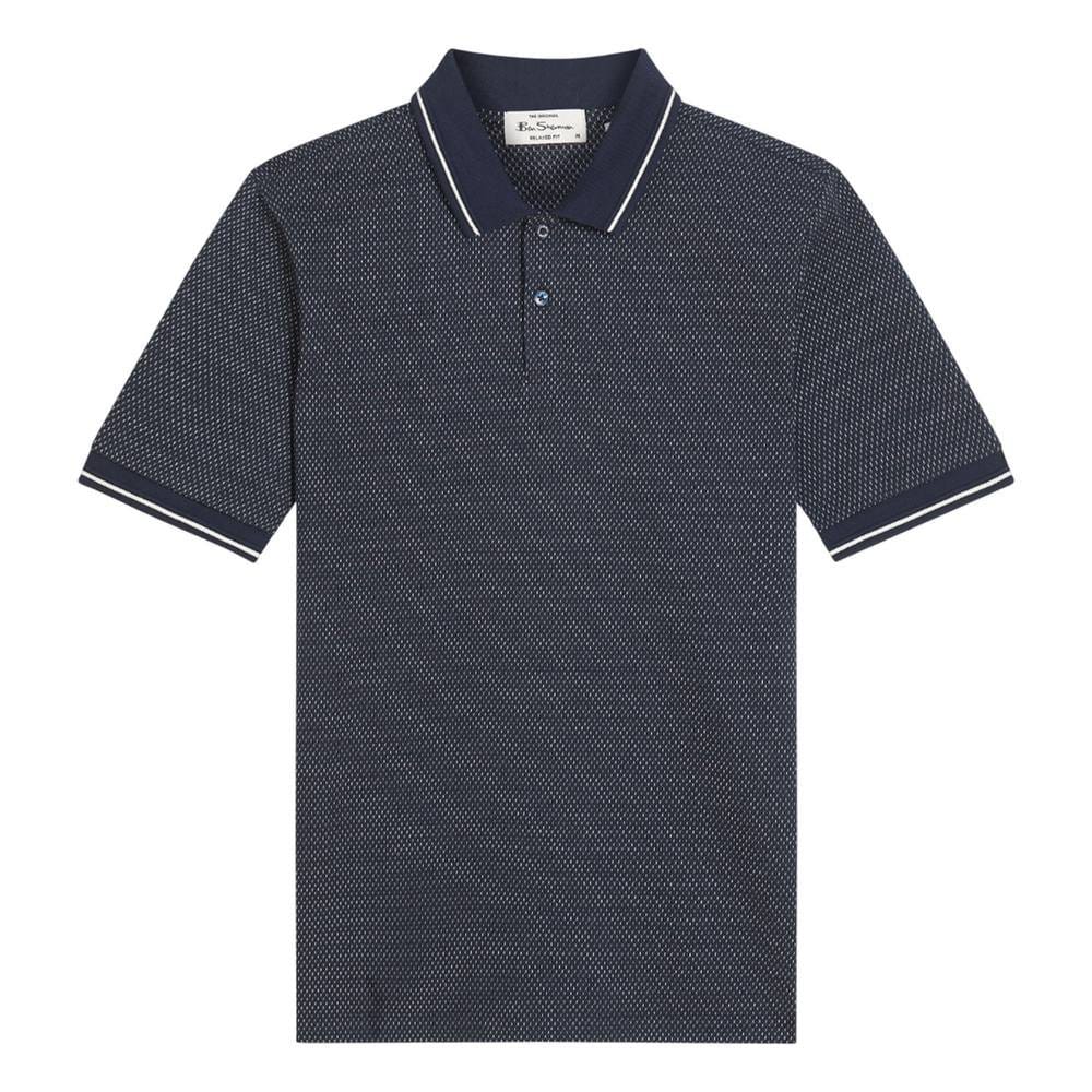 Ben Sherman Ben Sherman Men's Jacquard Polo Shirt in Dark Navy - 4
