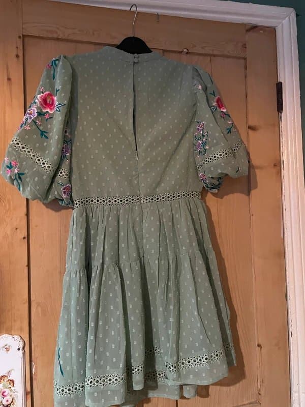 ASOS Design Green floral dress with embroidery