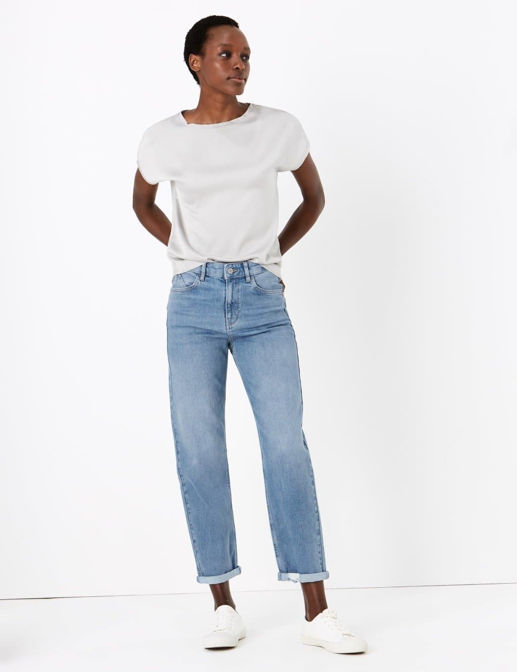 Marks & Spencer M&S Boyfriend Jeans with Stretch Light Indigo