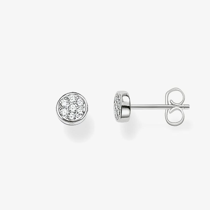 Thomas Sabo THOMAS SABO Women's Silver 6mm Pave Round Stud Earrings H1848-051-14 - 1