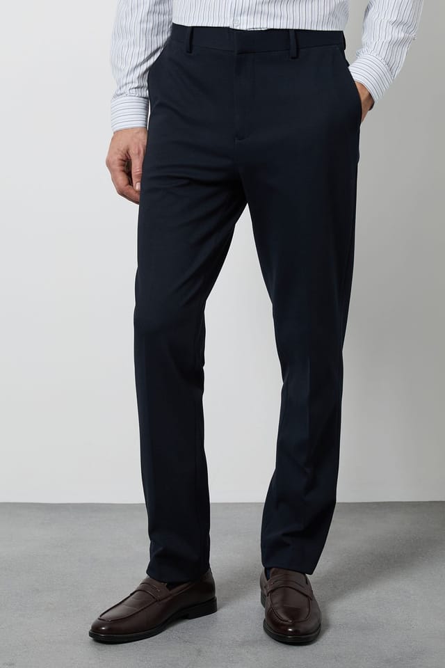 Burton Burton Men's Navy Textured Slim Fit Trouser - 2