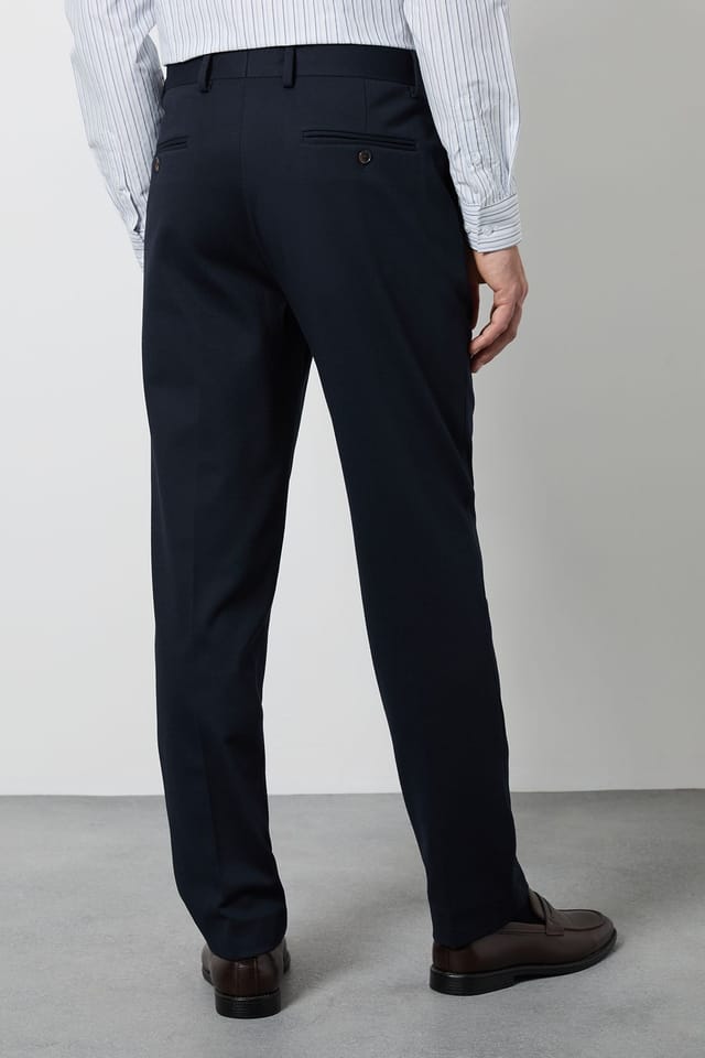 Burton Burton Men's Navy Textured Slim Fit Trouser - 3