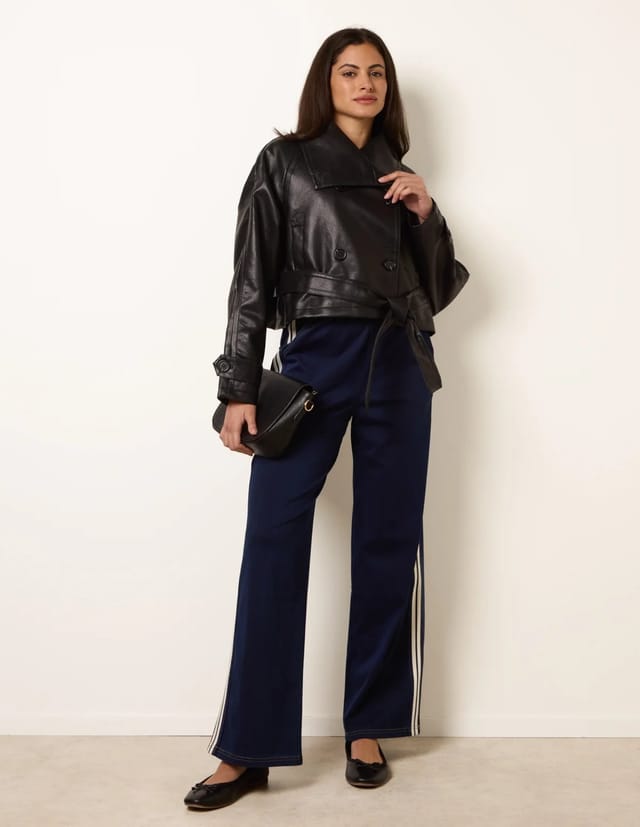 Blue Vanilla Double Breasted Leather Look Jacket - 3