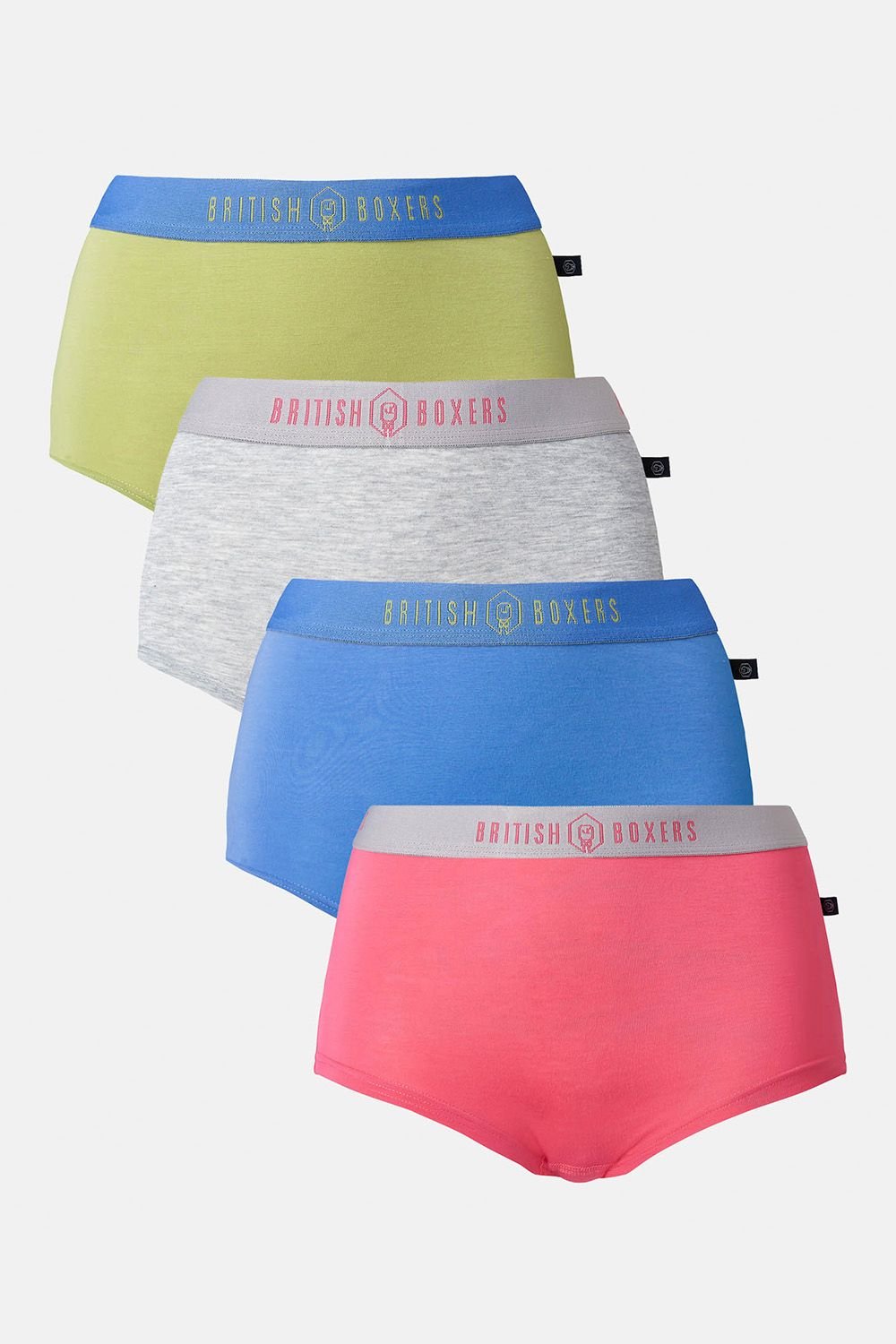 British Boxers British Boxers Women's Pack of Four "Fresh Pastels" Bamboo Hipster Boxer Briefs - 4