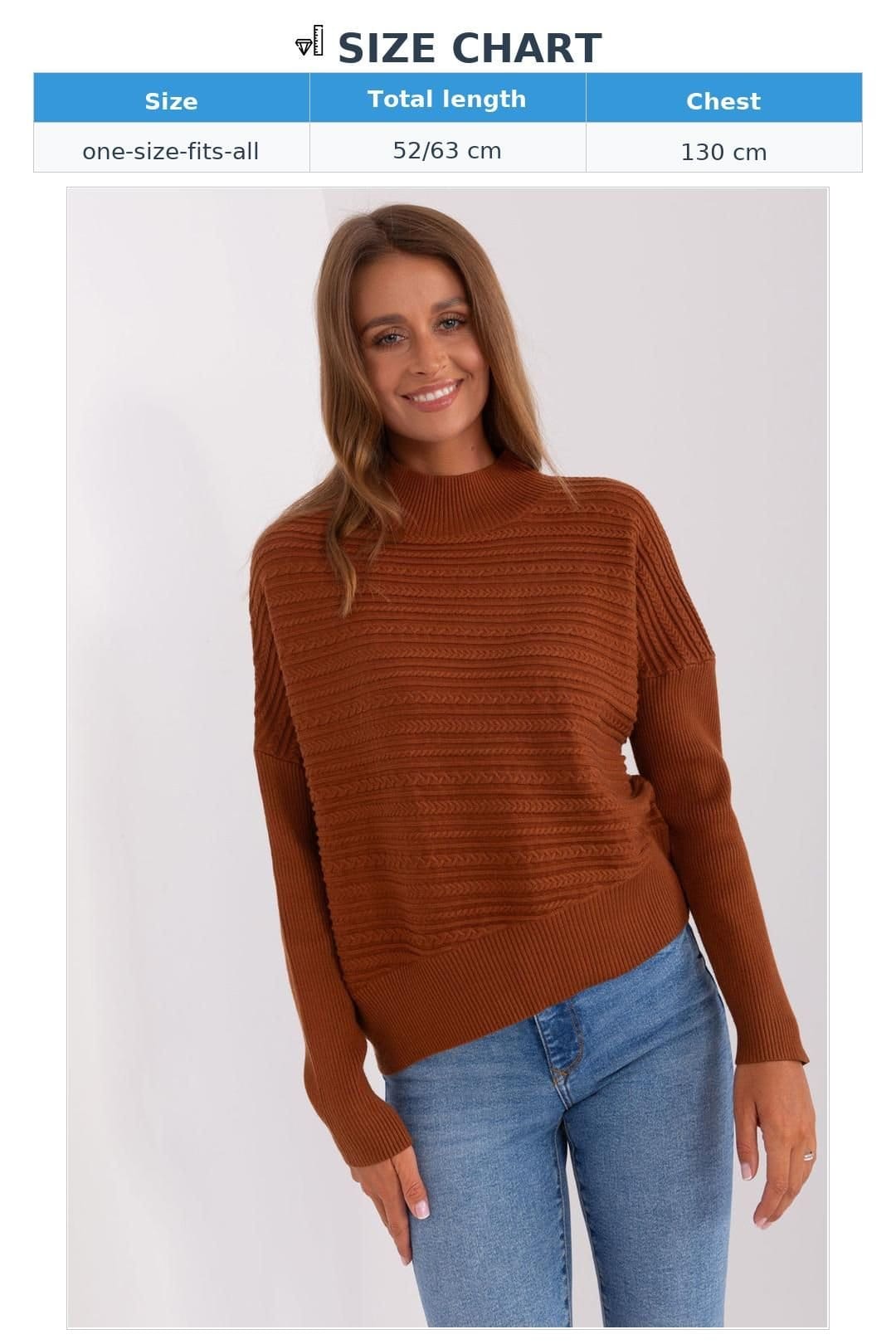 Love Lace Love Lace Women's Variegated Long Sleeve Low Turtleneck Sweater in Brown - 4