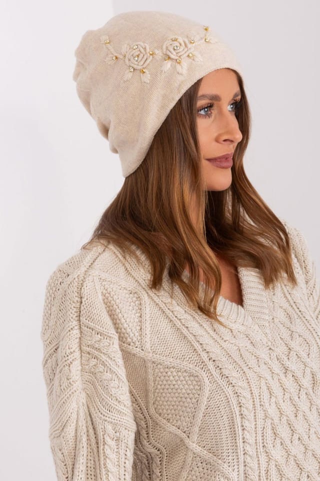 Love Lace Love Lace Women's Embroidered Panel Beanie for Everyday Sun Protection in Beige - 2