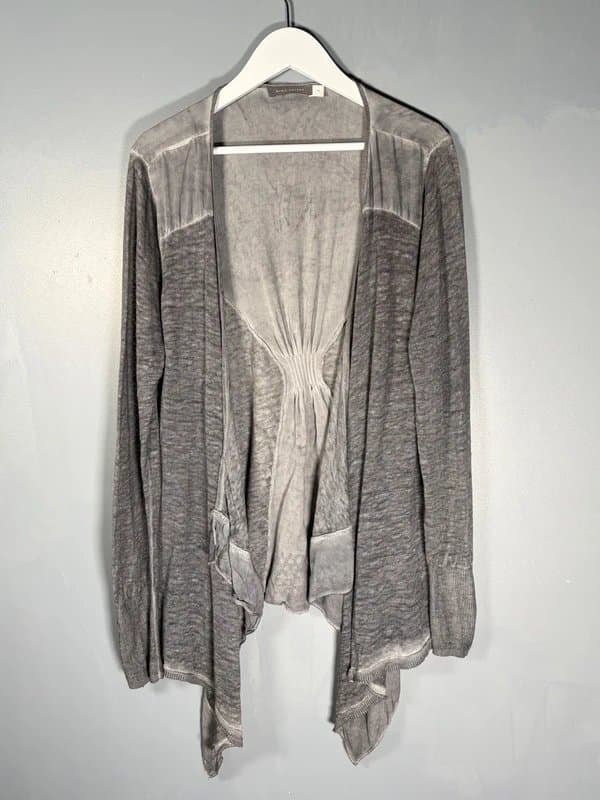 Mint Velvet Mint Velvet Draped Waterfall Open Cardigan Top Size UK 16 Grey 100% Linen