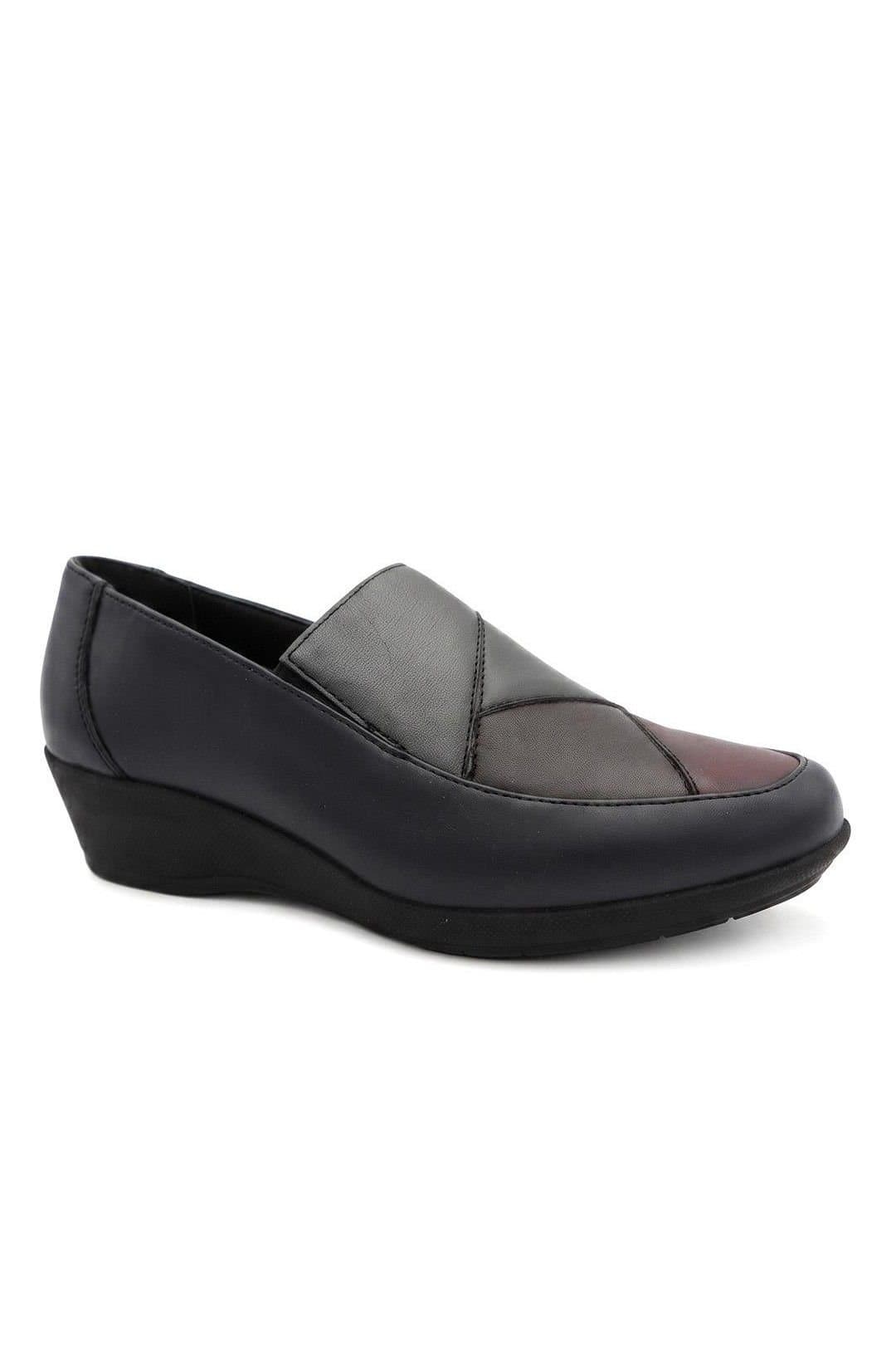 Pavers Pavers Women's Smart Leather Wedged Slip On Shoes in Navy