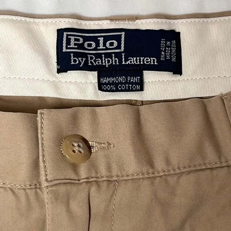 Polo Ralph Lauren Polo Ralph Lauren Mens 36x32 Hammond Pants Tan Khaki Cotton Pleated Casual - 1