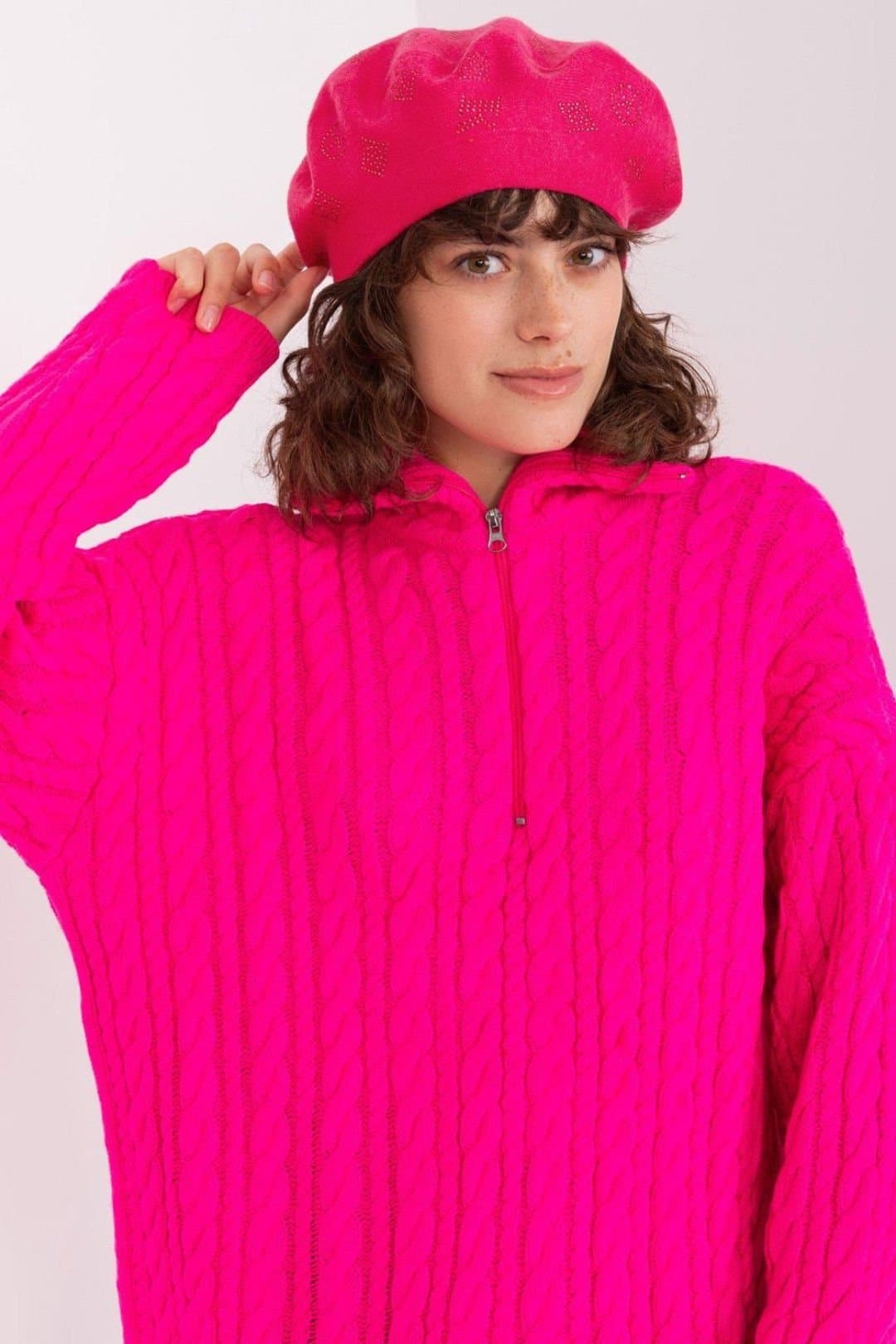Love Lace Love Lace Women's Classic Knitted Beret Hat for Stylish Everyday Wear & Travel in Pink