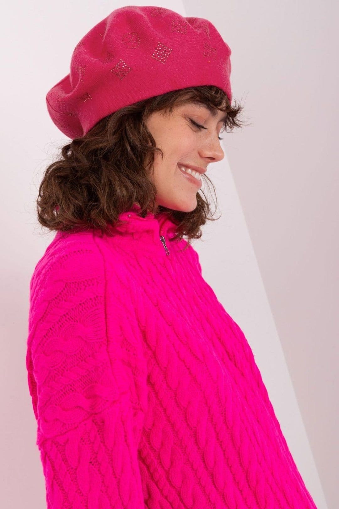 Love Lace Love Lace Women's Classic Knitted Beret Hat for Stylish Everyday Wear & Travel in Pink - 4