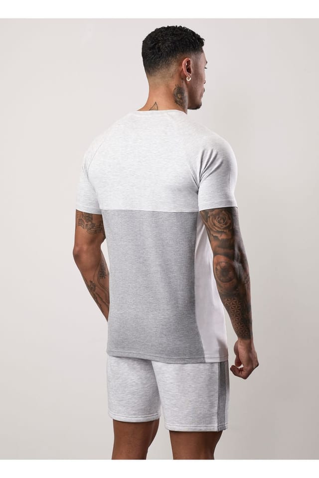 Gym King GYM KING Men's Contrast Panel Tee Snow Marl/ Grey Marl/ White - 3