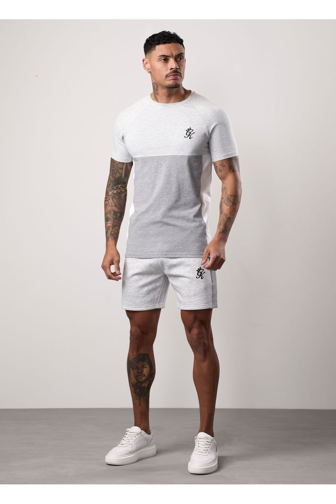 Gym King GYM KING Men's Contrast Panel Tee Snow Marl/ Grey Marl/ White - 4