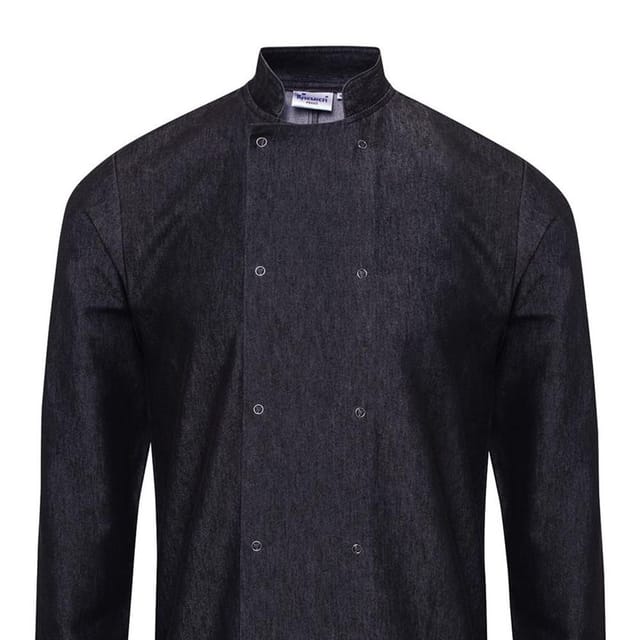 Premium Premium Men's Denim Chef Jacket in Black - 2