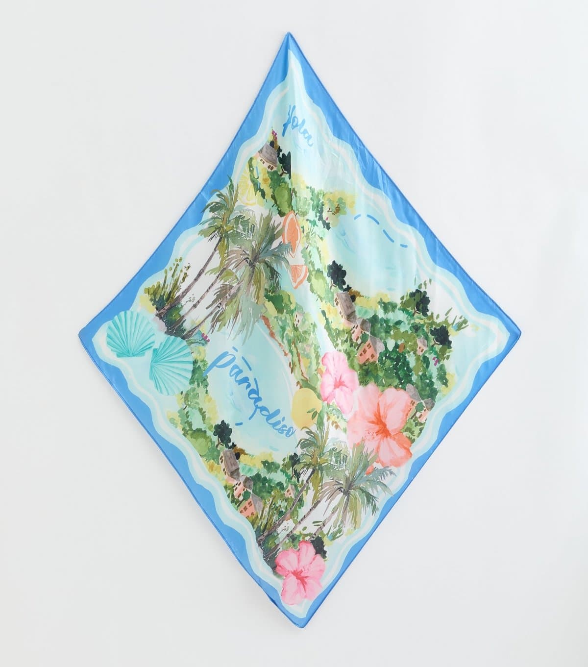 New Look New Look Pink Paradiso Island Print Satin Scarf