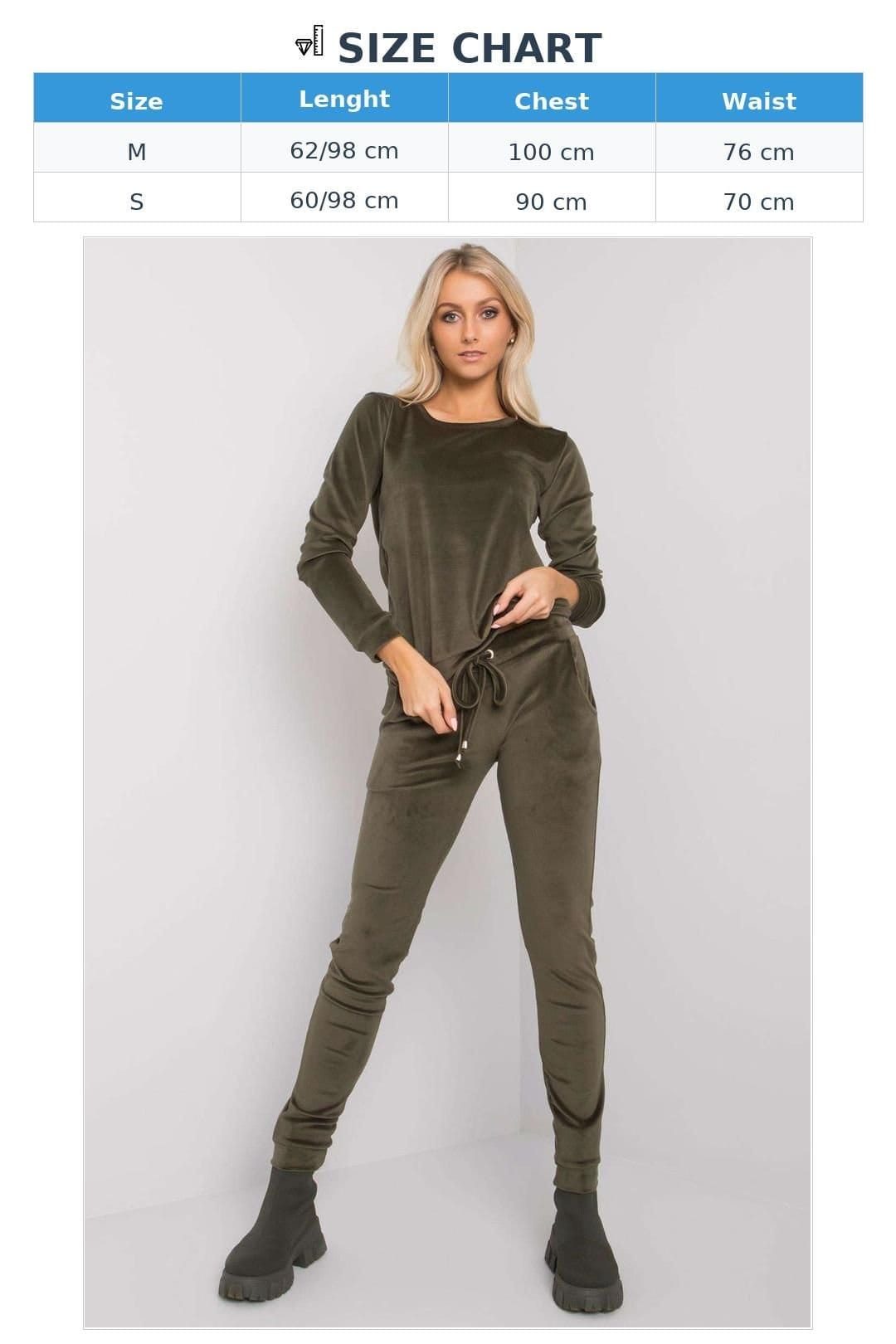 Love Lace Love Lace Women's Velour Blouse & Tie Waist Pants Set Style 175107 in Green - 4