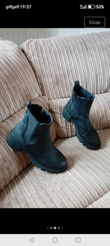 Vintage Dressing Ladies size 4 black zip up ankle boots chunky rubber sole worn twice