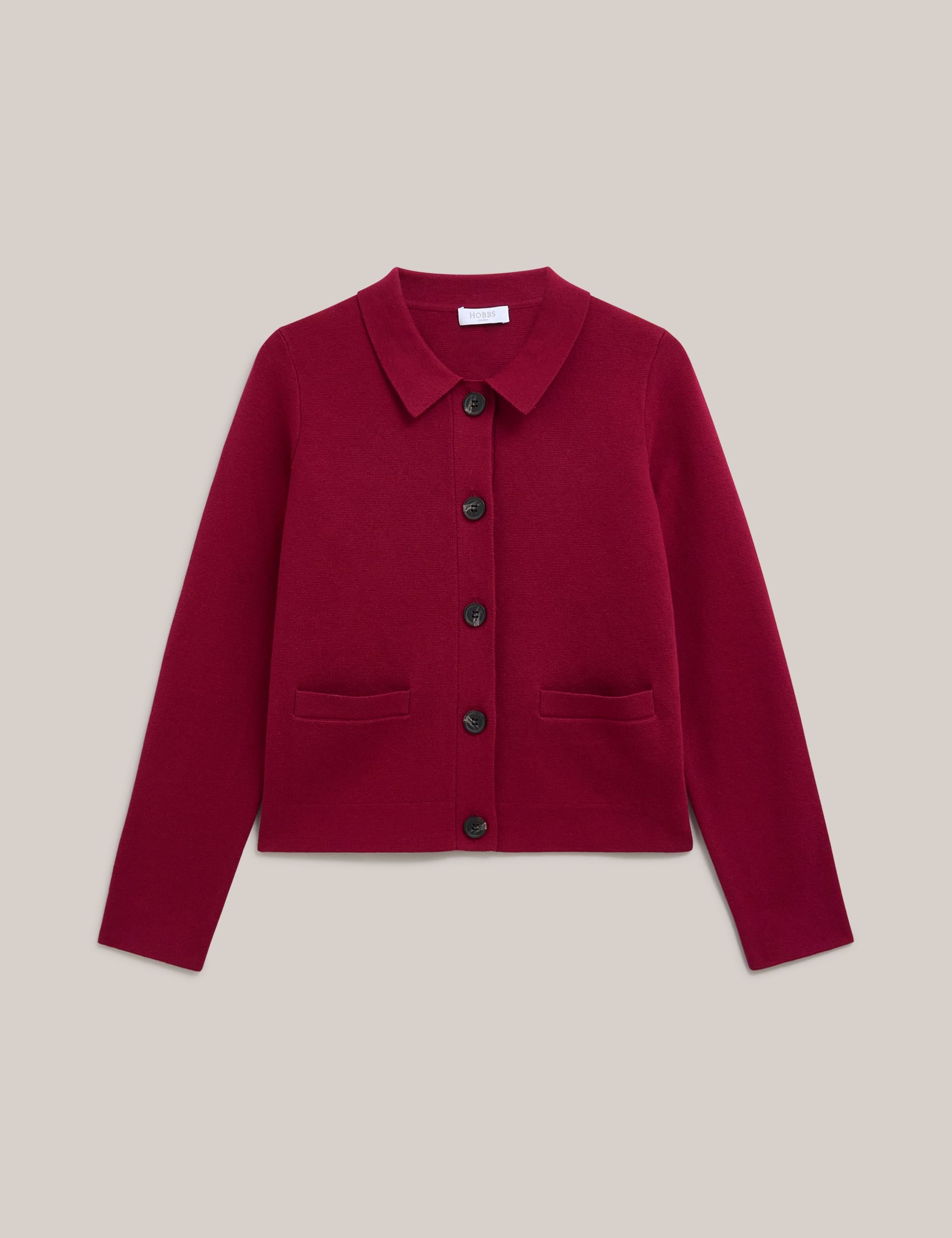 Hobbs London Hobbs London Women's Mia Merino Wool Blend Knitted Cardigan in Cerise - 2